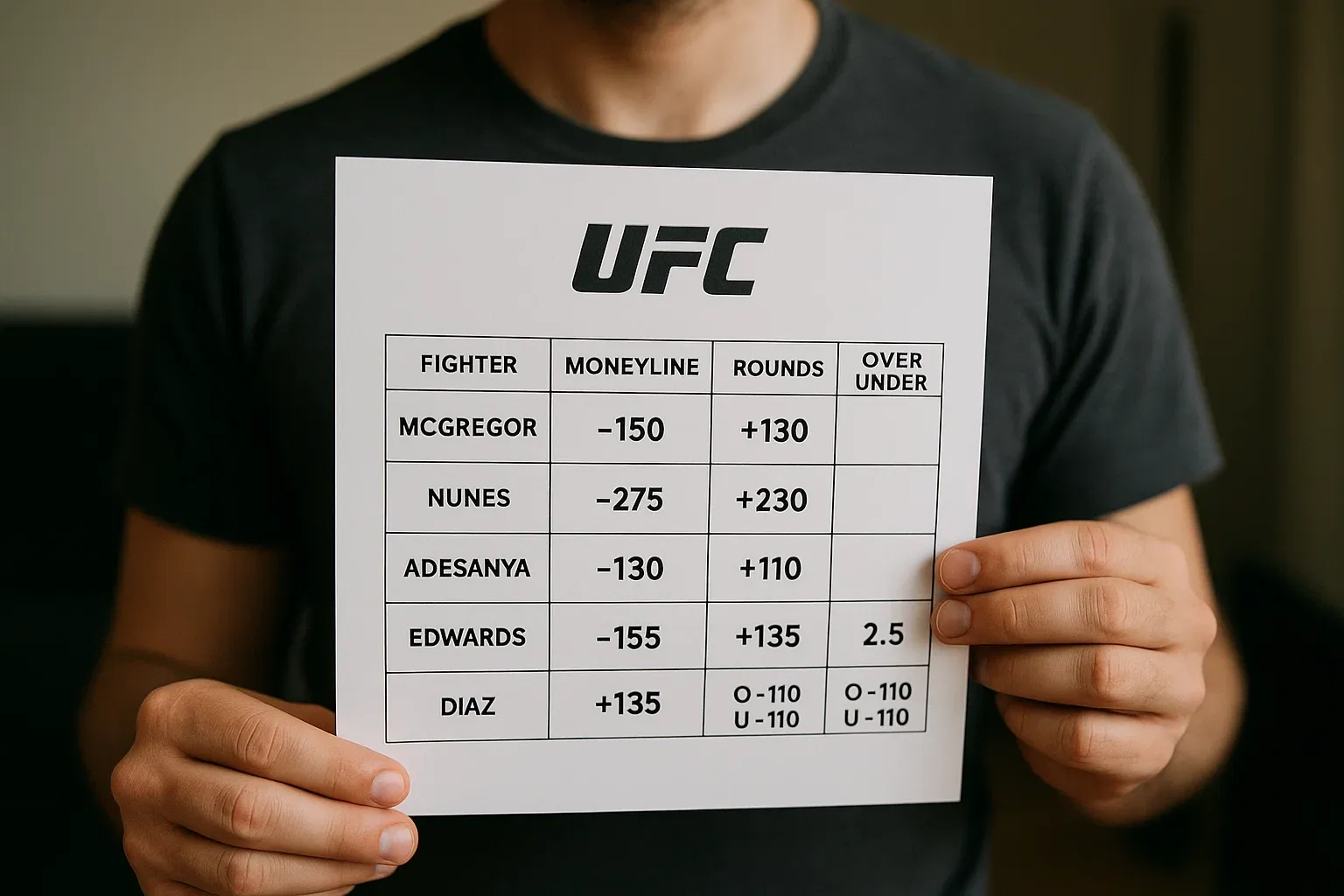 Основные виды коэффициентов в ставках на UFC